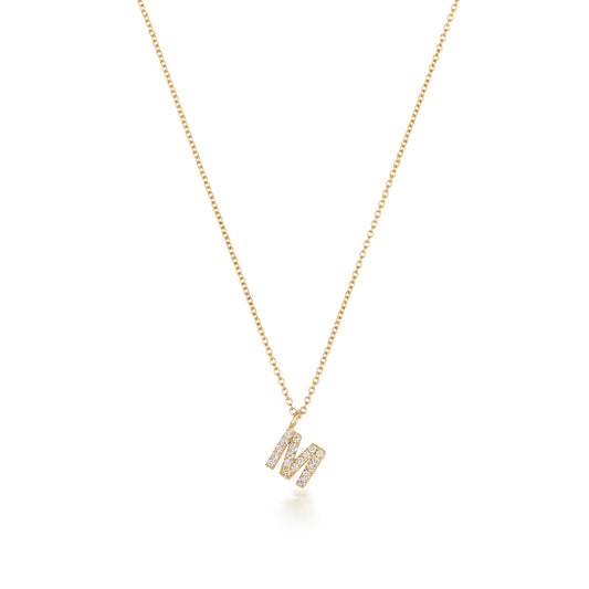 Natural Diamond Initial Necklace -M