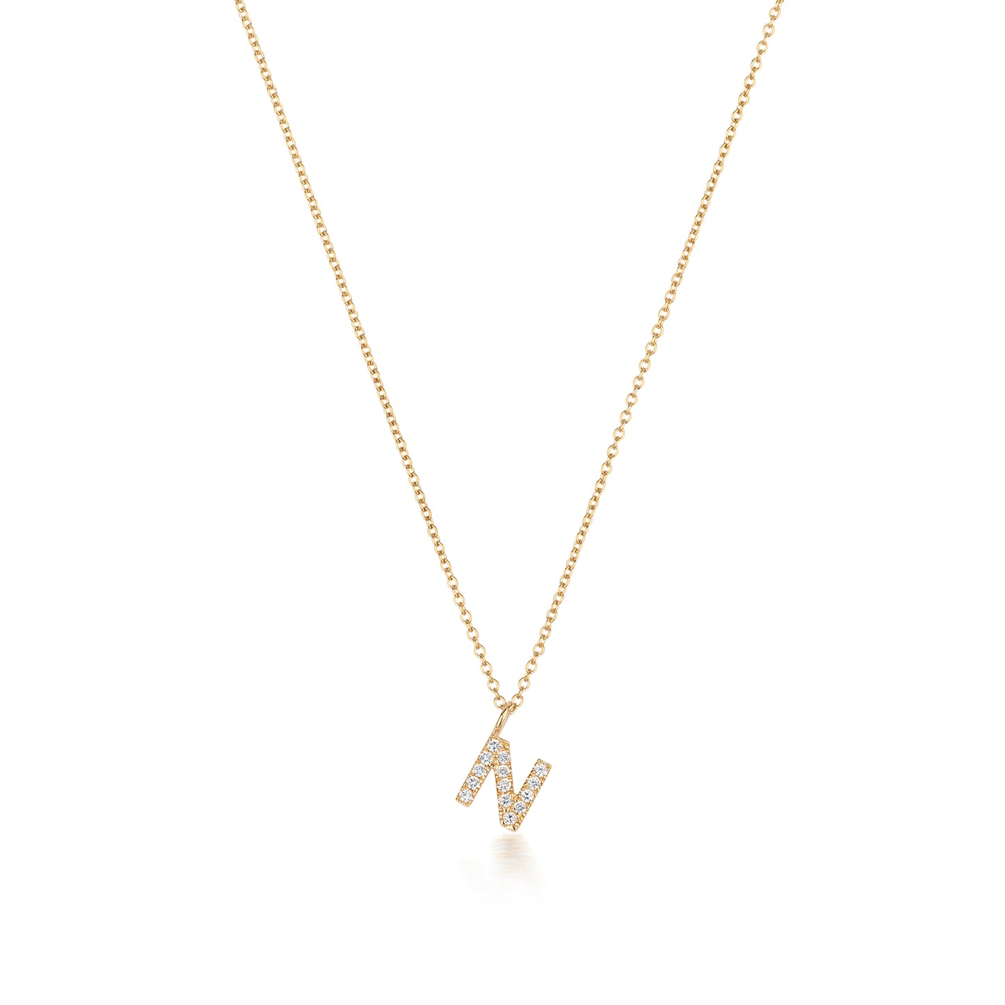 Natural Diamond Initial Necklace-N