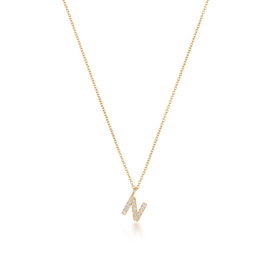 Natural Diamond Initial Necklace-N