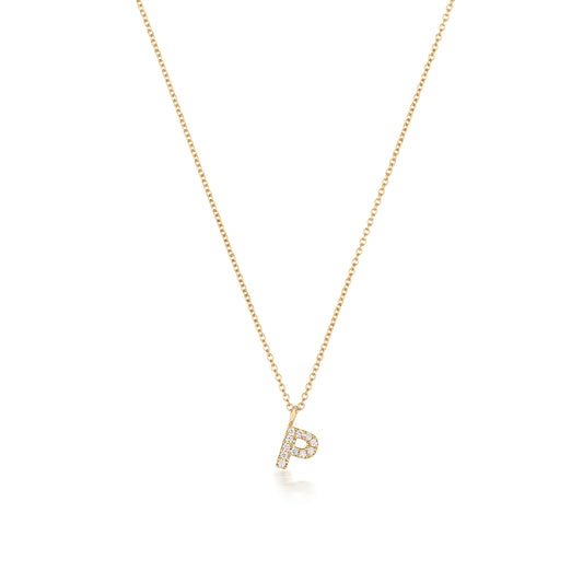 Natural Diamond Initial Necklace-P