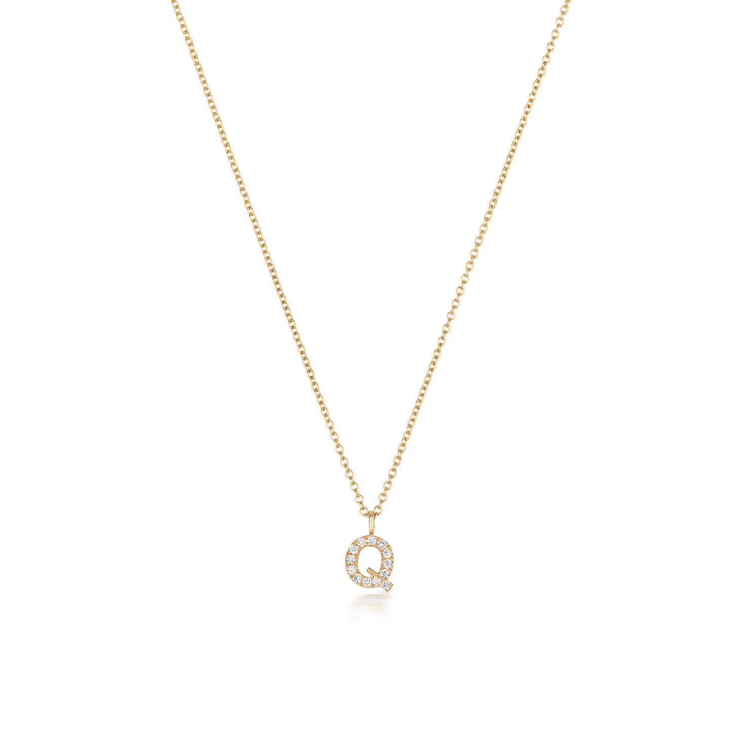 Natural Diamond Initial Necklace-Q