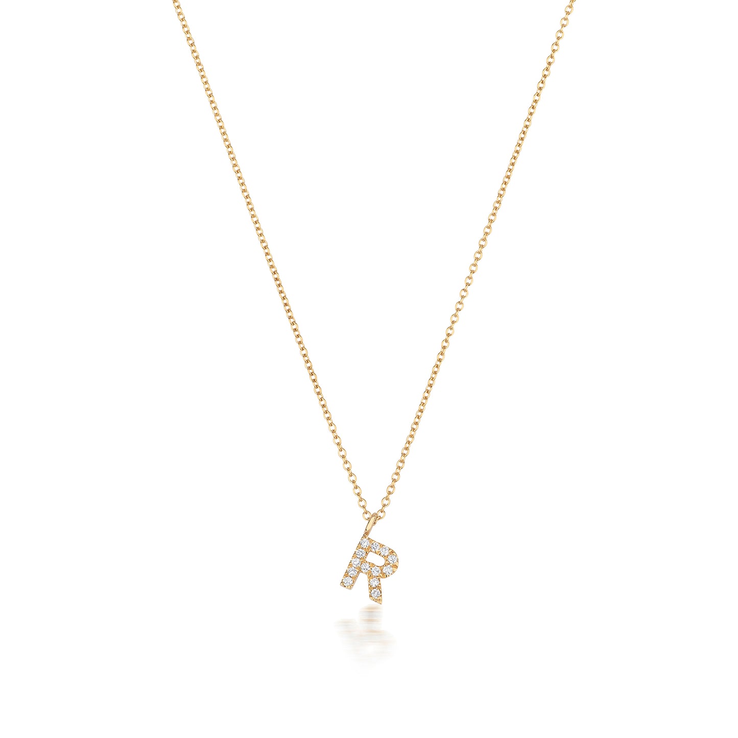 Natural Diamond Initial Necklace-R