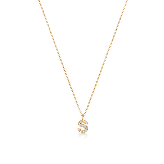 Natural Diamond Initial Necklace -S