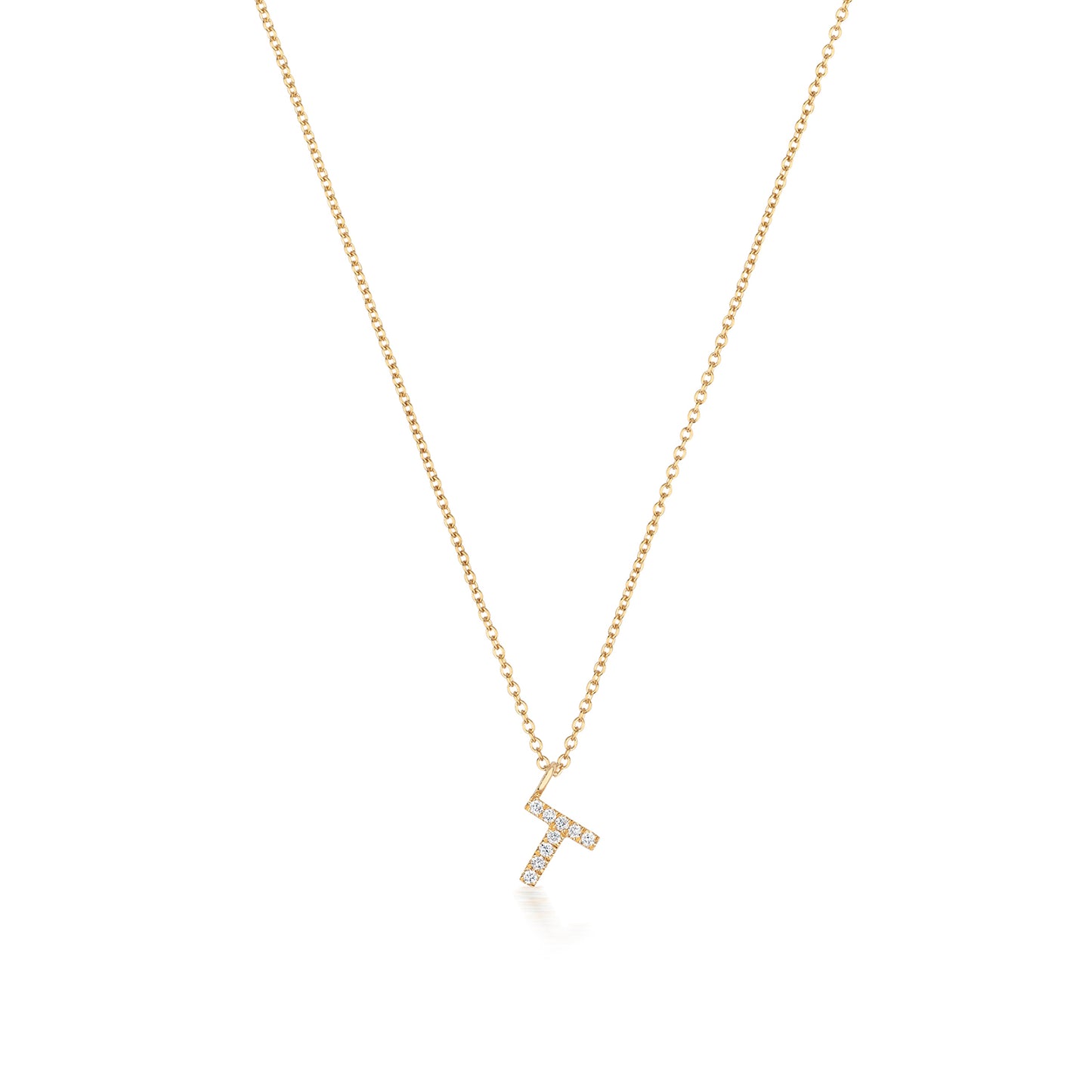 Natural Diamond Initial Necklace -T