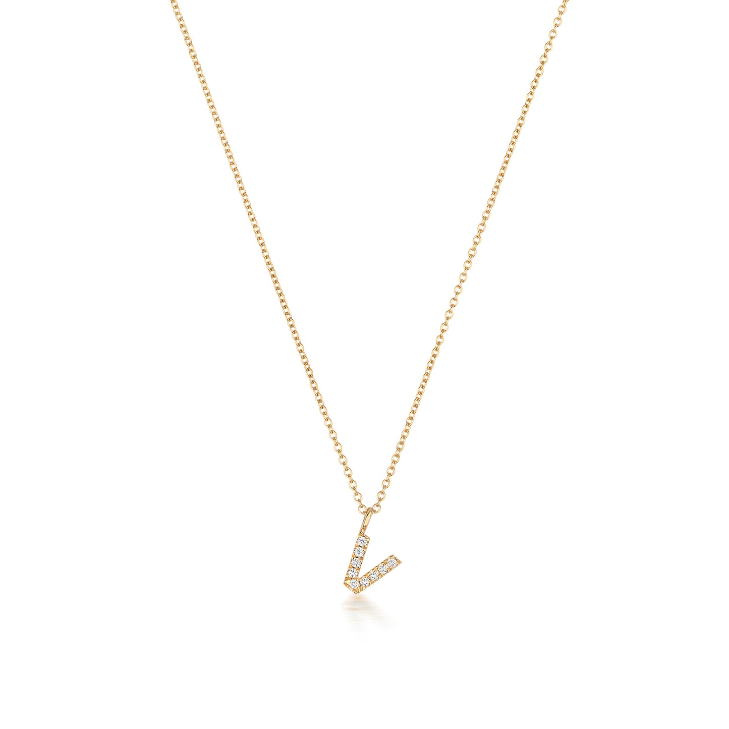 Natural Diamond Initial Necklace-V