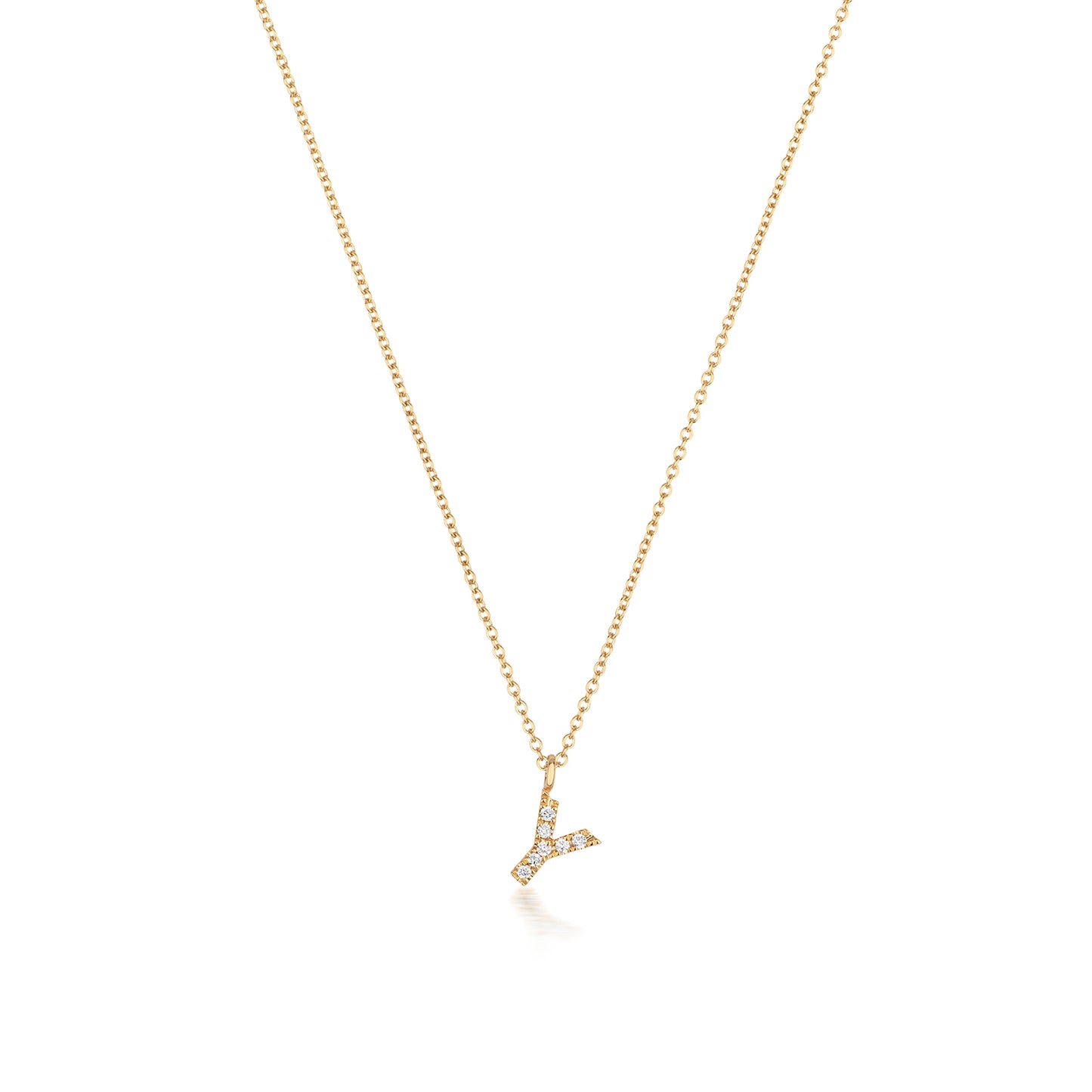 Natural Diamond Initial Necklace Y