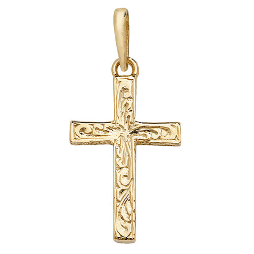 9ct Yellow Gold Patterned Cross Pendant – Classic & Elegant Design