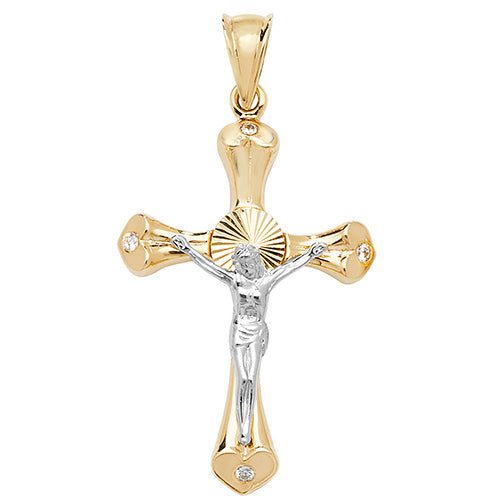 9ct Yellow Gold CZ Crucifix Pendant – Elegant & Timeless Design