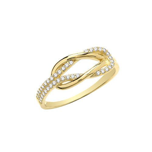 9ct Yellow Gold CZ Interlocking Ring