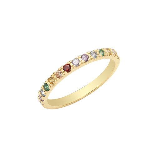 9ct Yellow Gold Rainbow CZ Half Eternity Ring