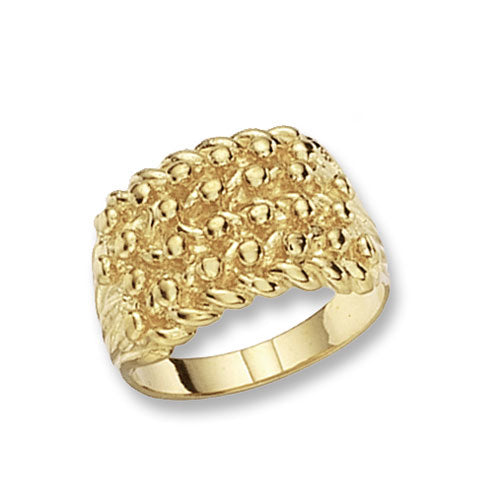 9ct Yellow Gold Men’s Heavy 4-Row Keeper Ring