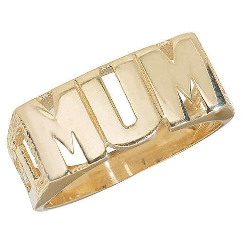 9ct Yellow Gold Ladies’ Curb Sides ‘Mum’ Ring