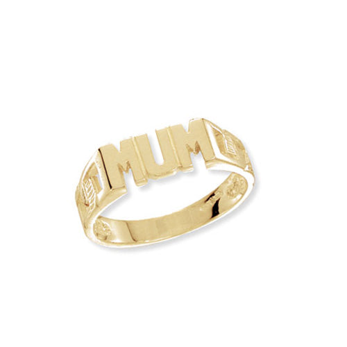 9ct Yellow Gold Ladies’ Curb Sides ‘Mum’ Ring