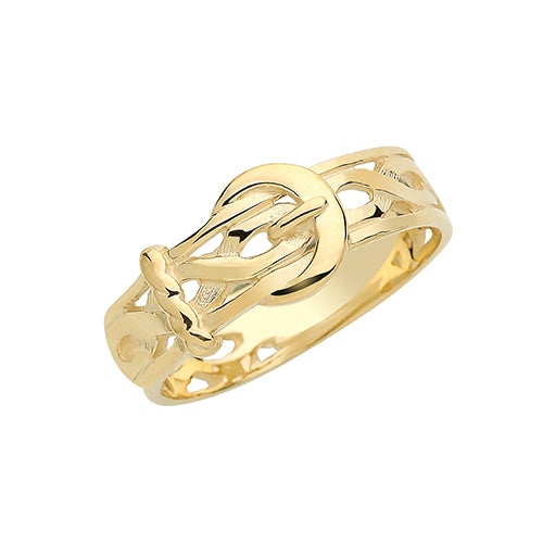 9ct Yellow Gold Men’s Engraved Buckle Ring